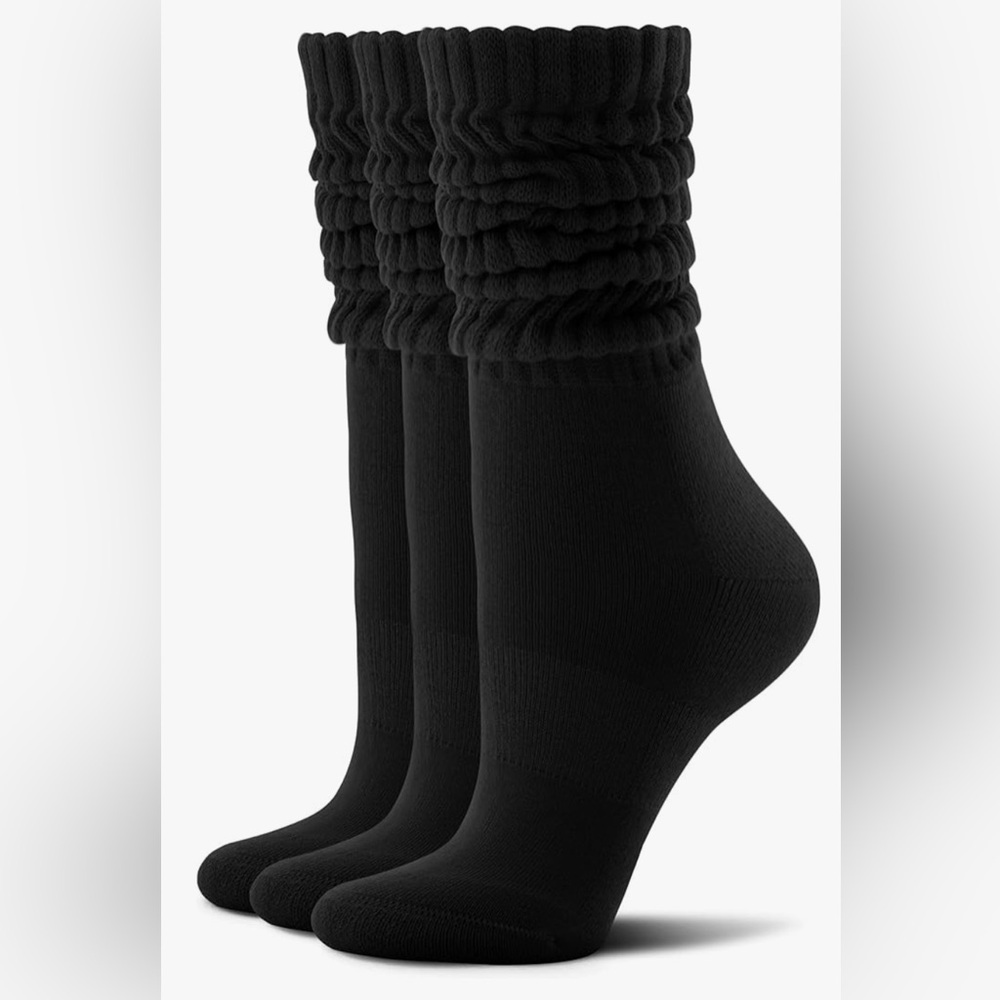 3 Pairs Women’s black Slouch Socks Scrunch Socks  Size 9-11